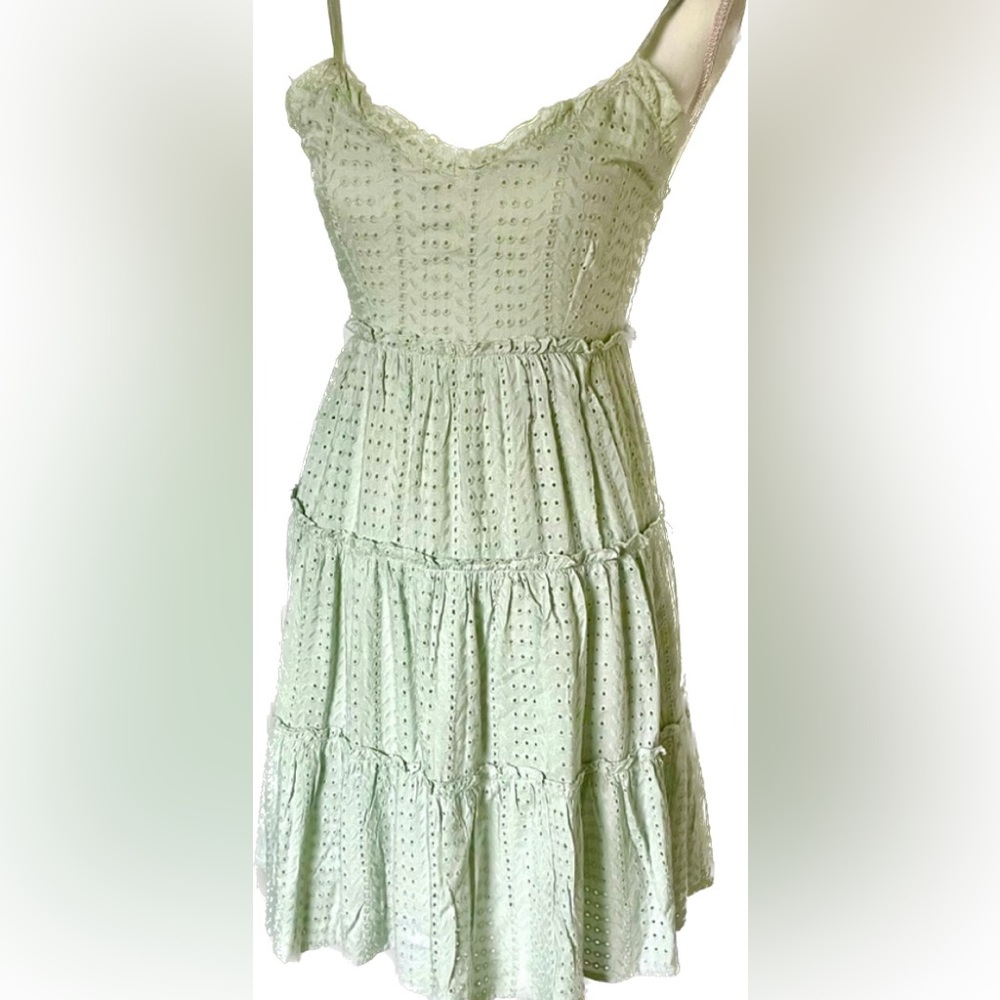 Light Green Eyelet Tiered Dress NWOT